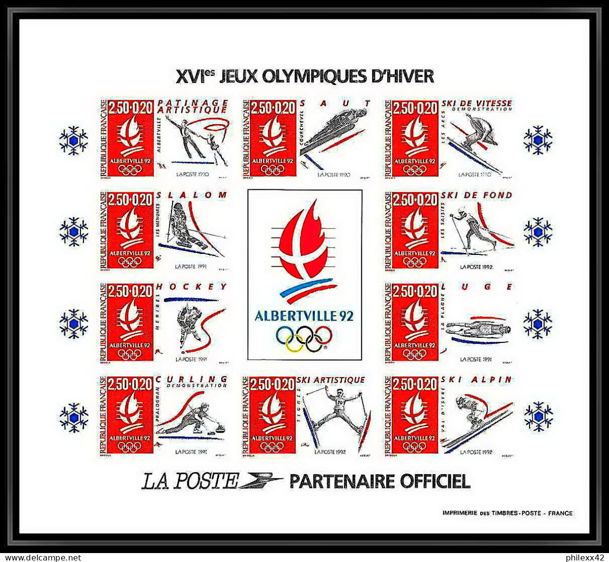France Bloc 14 2676/2680 Jeux Olympiques Olympic Games Albertville 1992 épreuve De Luxe Collective Deluxe Proof Cote 800 - Winter 1992: Albertville