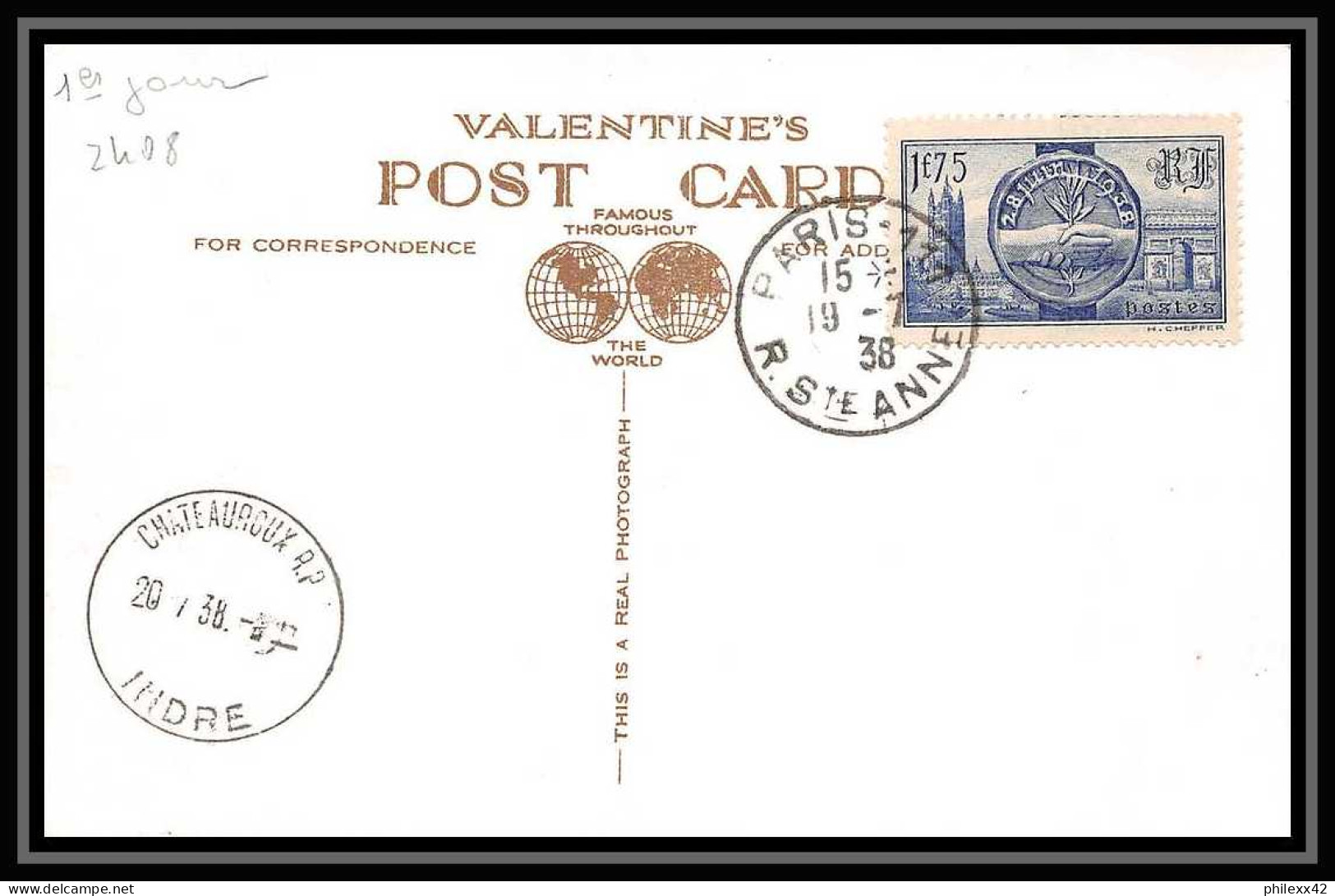 0132a/ Carte Postale France N°400 Visite Des Souvenirs Britaniques.Palais De Weisminster 19/7/1938 Fdc Premier Jour - ....-1949