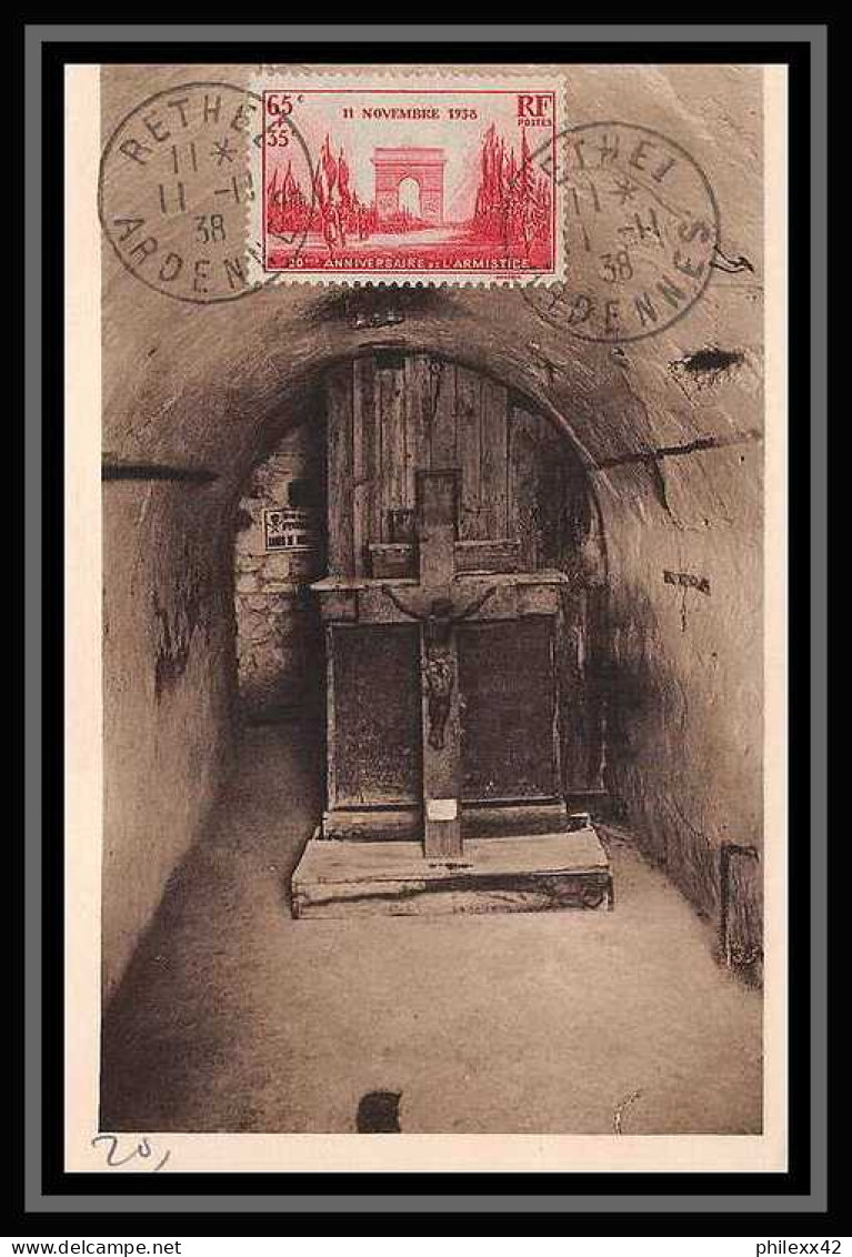 0142g/ Carte Maximum (card) France N°403 Arc De Triomphe Rethel Fort De Vaux 6/11/1938 Anniversaire Armistice - 1930-1939
