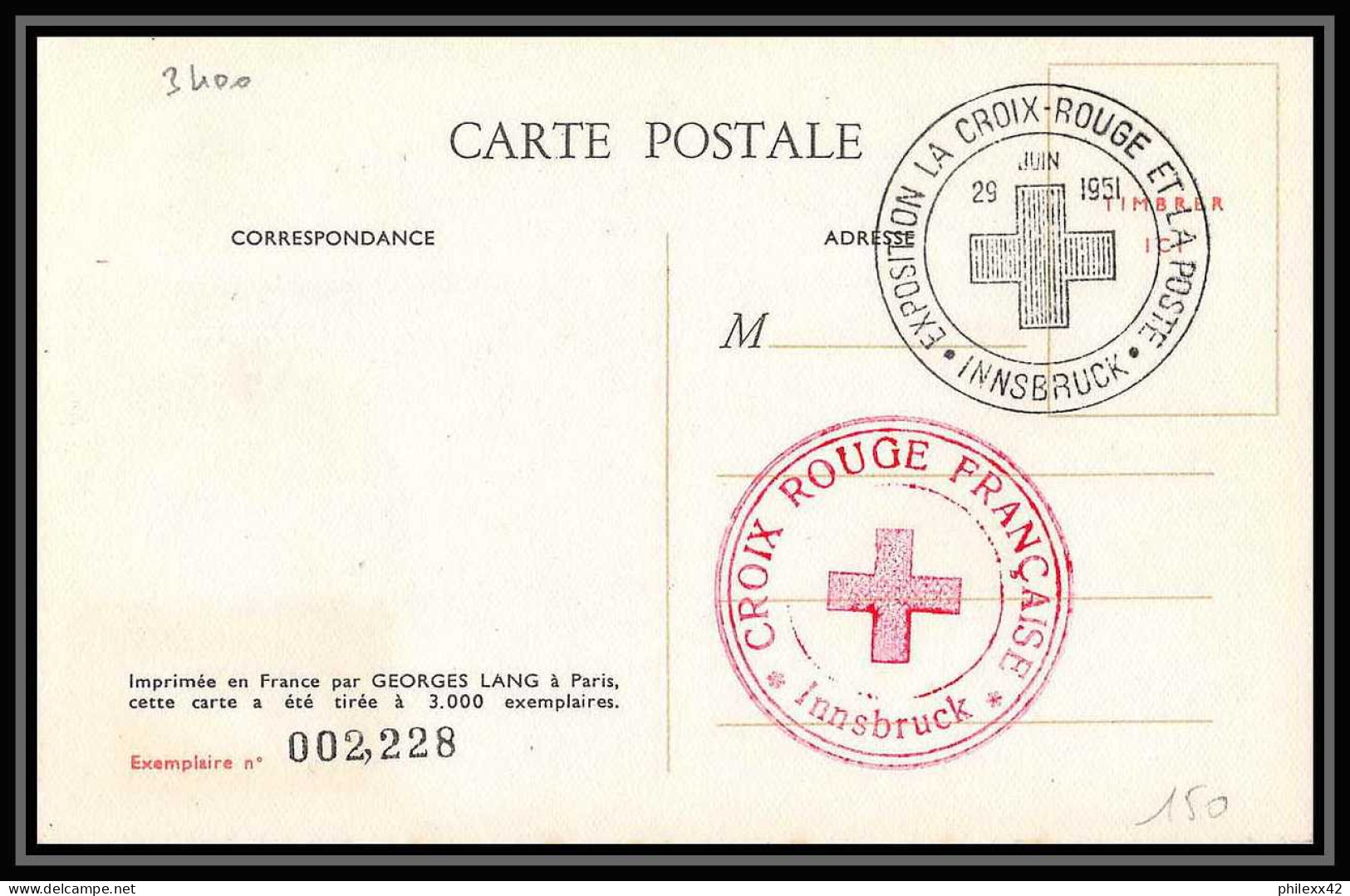 0656/ Carte Maximum Card France N°895 Talleyrand Croix Rouge (red Cross) 30/6/1951 Vienne Autriche Austria Edition Lang - Croix Rouge