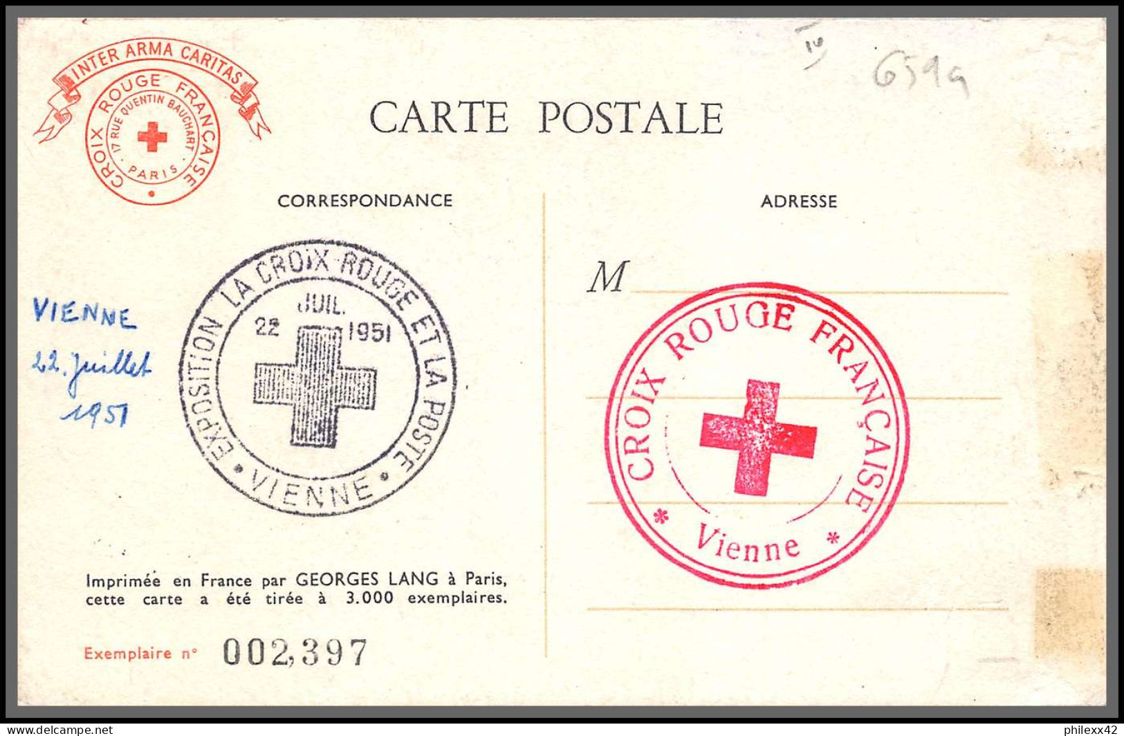 0659a/ Carte Maximum (card) France N°896 Napoléon Croix Rouge (red Cross) 23/6/1951 Vienne Autriche Austria - Napoleon