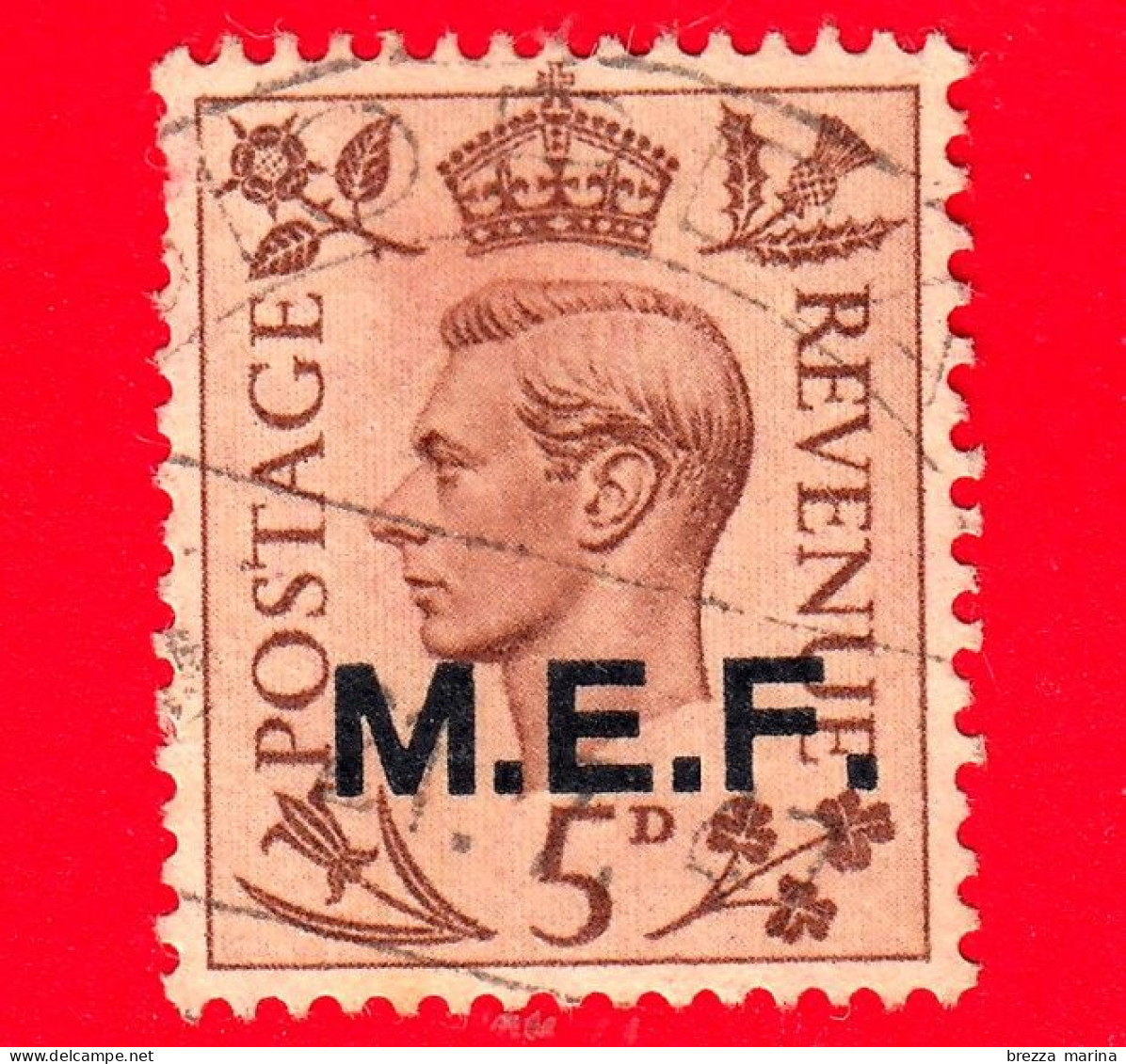 ITALIA - Usato - 1943 - Emissione Inglese Con Sovrastampa M.E.F. - Occupazione Britannica - Effigie Di Giorgio VI - 5 - Britse Bezetting MEF