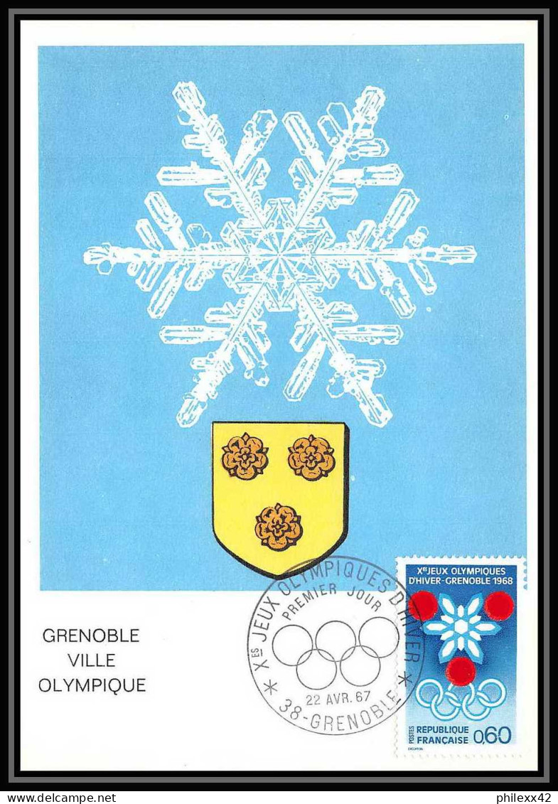 2100/ Carte Maximum (card) France N°1520 Jeux Olympiques (olympic Games) D'hiver Grenoble 1968 Edition Parison - Hiver 1968: Grenoble