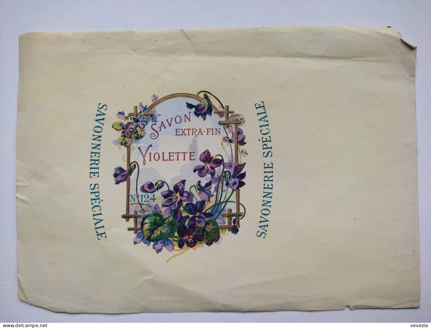 " SAVON EXTRA-FIN VIOLETTE  " ,SAVONNERIE SPECIALE,N° 124  , RARE ETIQUETTE SAVON PARFUM, - Etiquetas