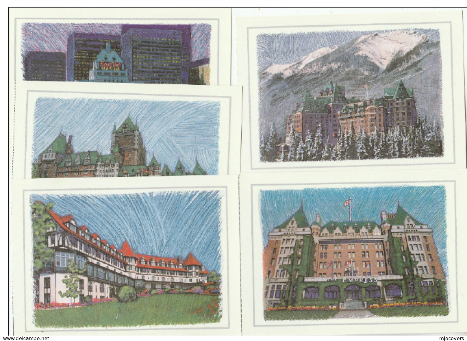 CANADA Historic HOTELS  Set Of 5 Postcards Produced By Canada Post Hotel Postcard - Collections & Lots