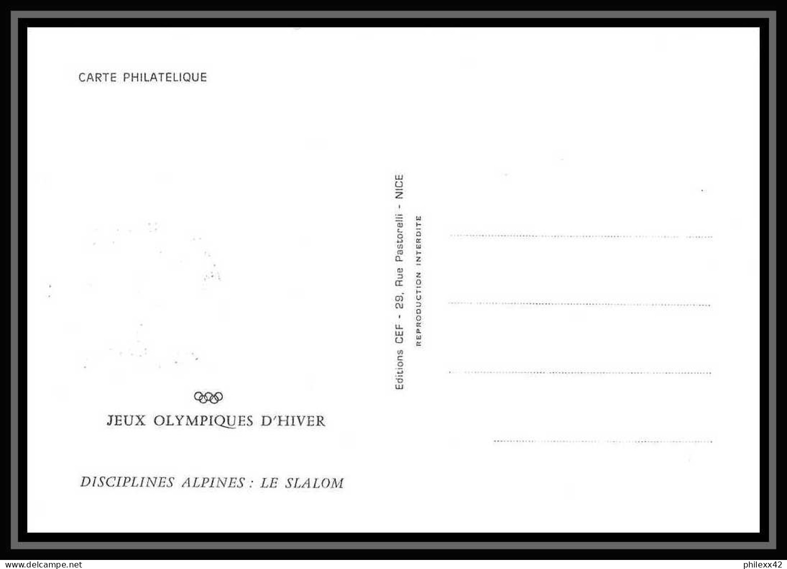 2180/ Carte Maximum France N°1547 Jeux Olympiques (olympic Games) Grenoble 1968 Ski (slalom) Edition Cef Inauguration - Winter 1968: Grenoble