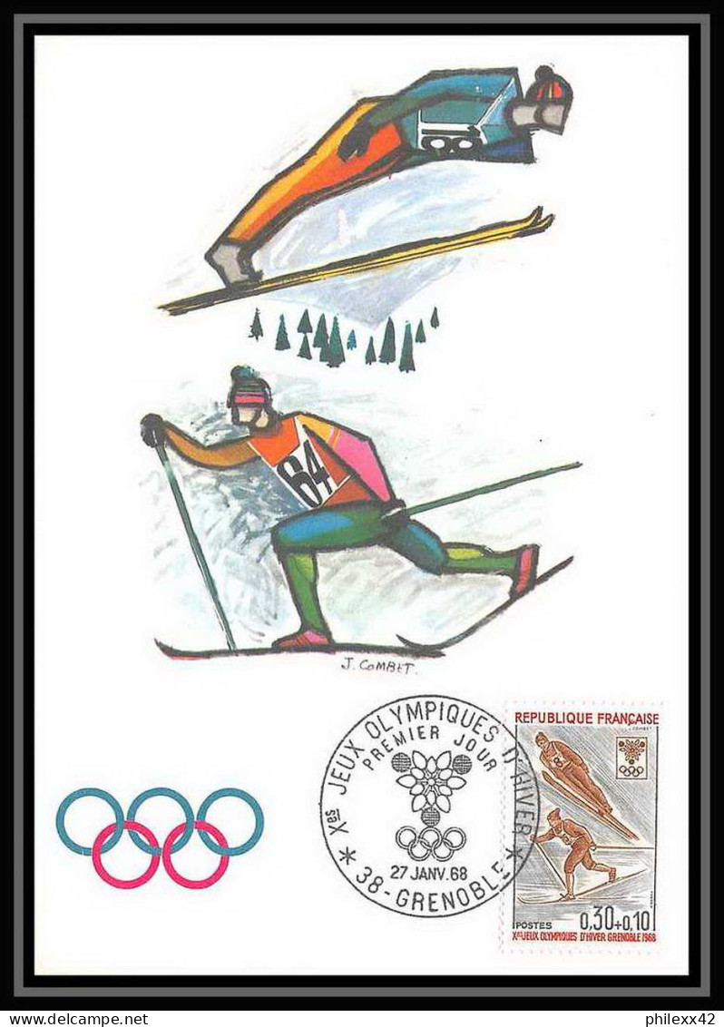 2157/ Carte maximum (card) France N°1543/1547 jeux olympiques (olympic games) Grenoble 1968 edition fdc