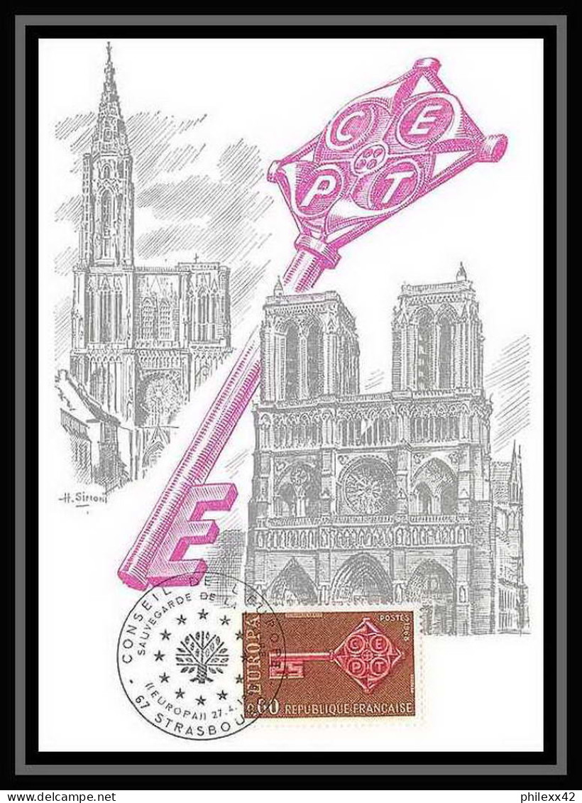 2220/ Carte Maximum France N°1556/1557 Europa 1968 Strasbourg FDC édition Parison - 1968