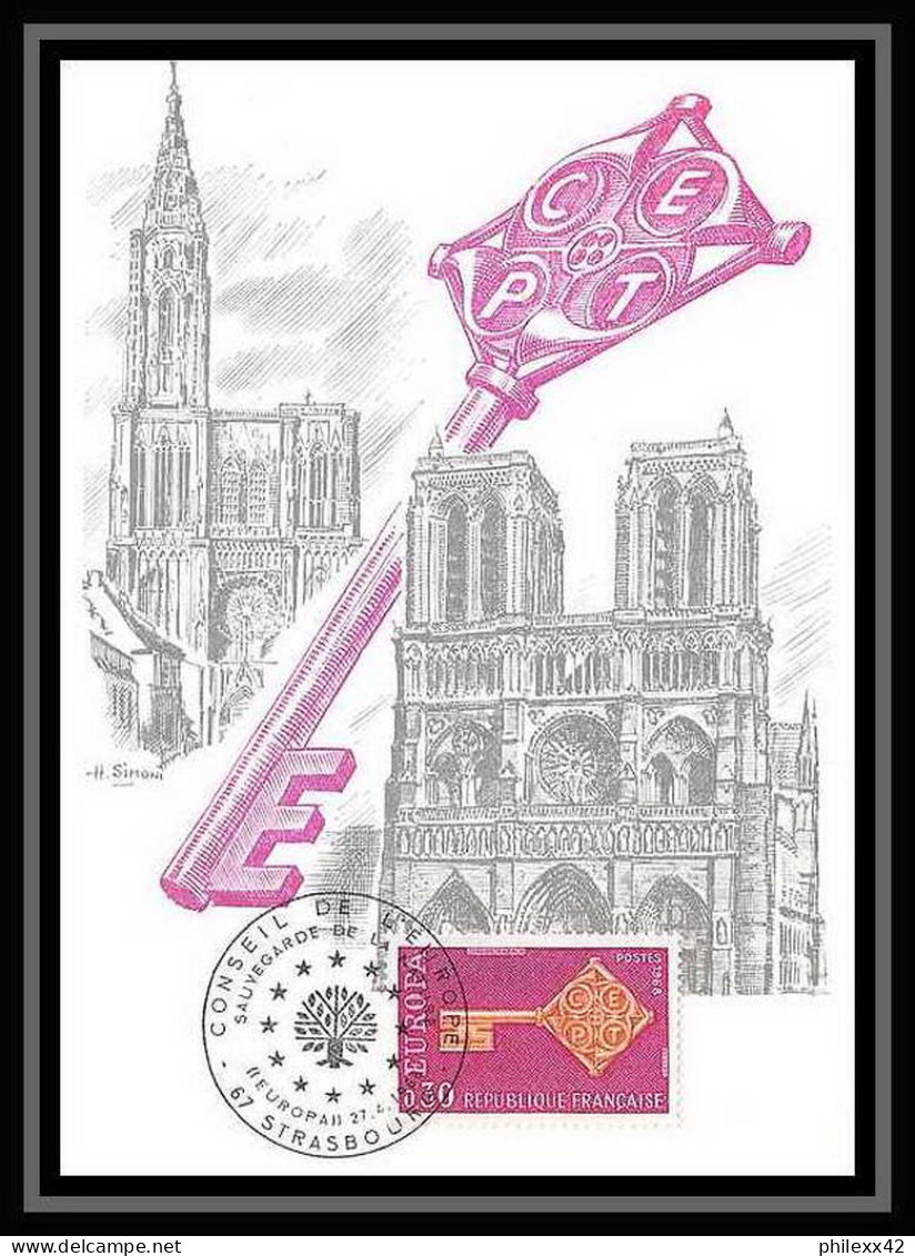 2220/ Carte Maximum France N°1556/1557 Europa 1968 Strasbourg FDC édition Parison - 1968