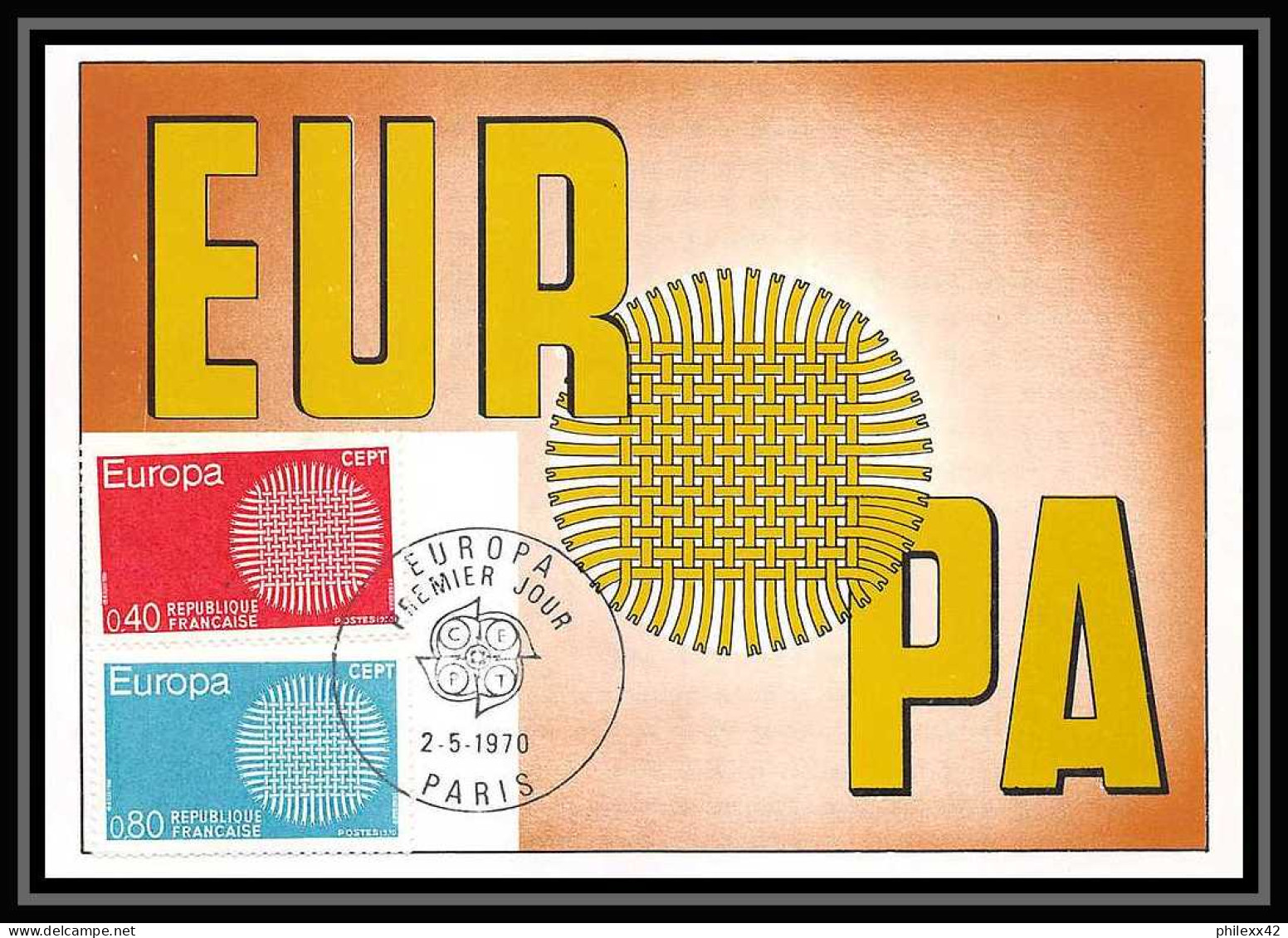 2455/ Carte Maximum (card) France N°1637/1638 Europa 1970 Paris Fdc Edition Cef - 1970