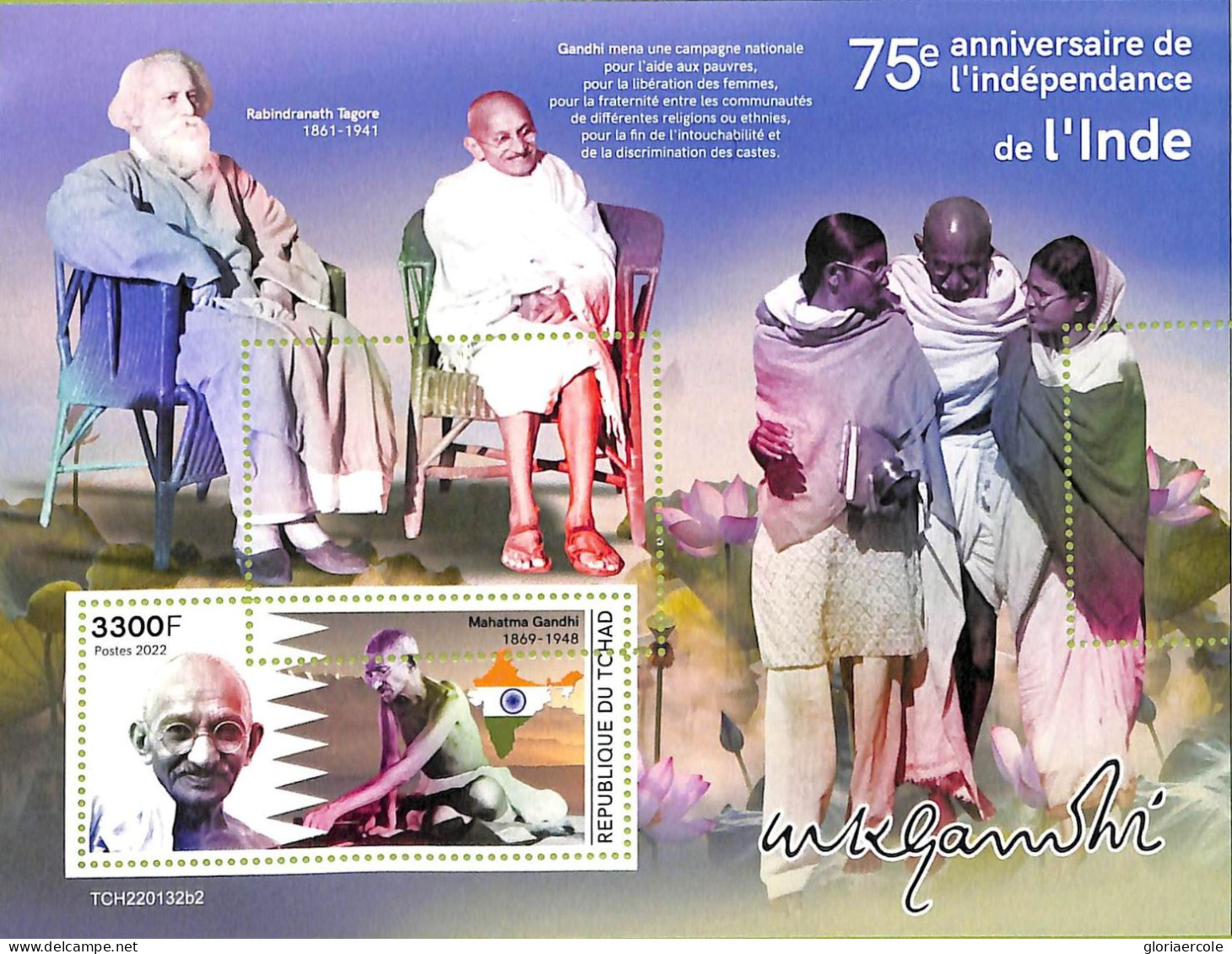 A9615 - TCHAD -  ERROR MISPERF Stamp Sheet - 2022 - Mahatma Gandhi - Mahatma Gandhi