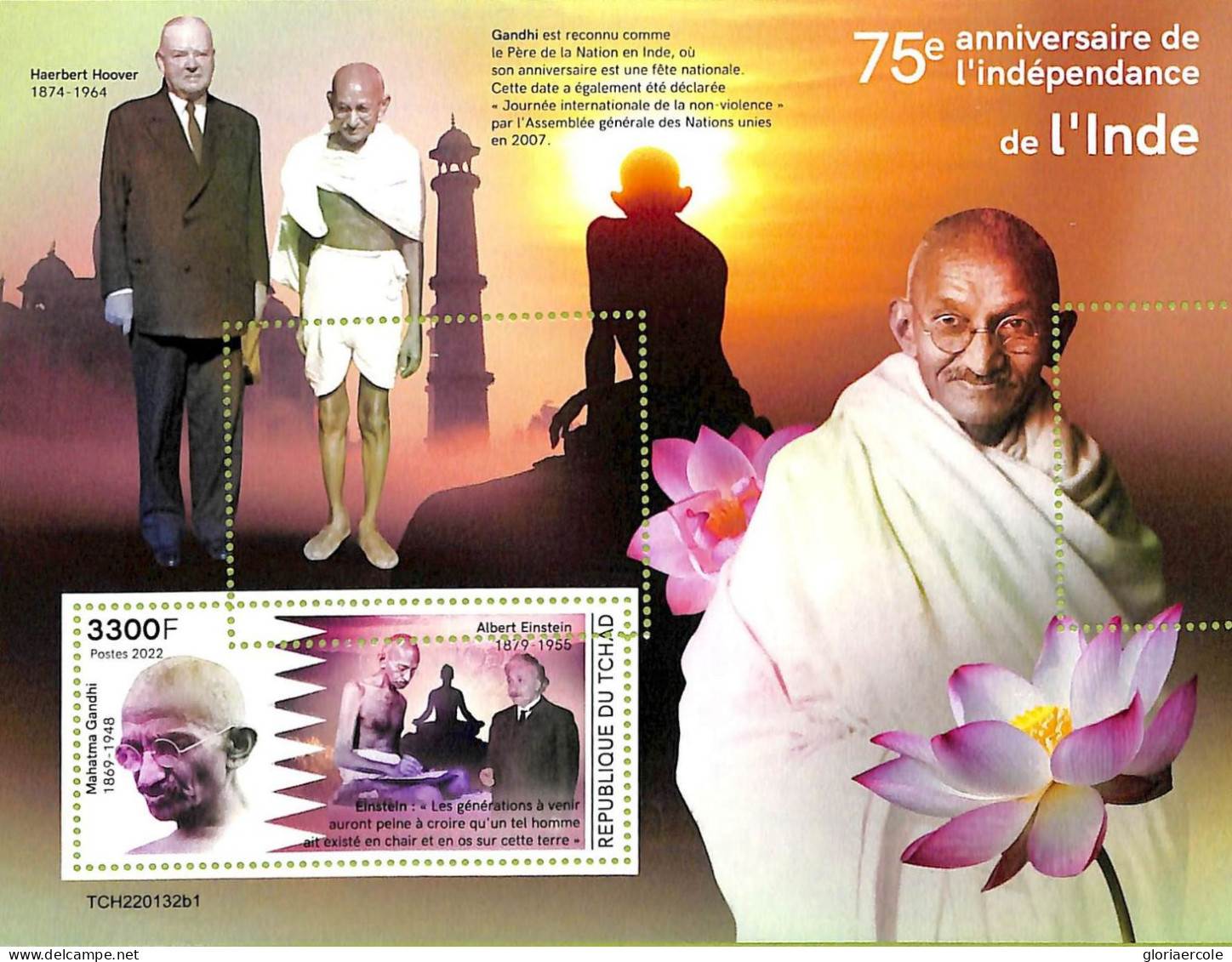 A9614 - TCHAD -  ERROR MISPERF Stamp Sheet - 2022 - Mahatma Gandhi - Mahatma Gandhi