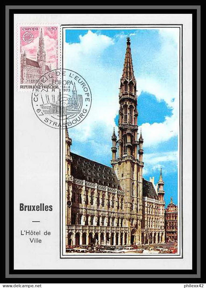 2814/ Carte Maximum (card) France N°1752 Europa 1973 Hotel De Ville De Bruxelles Cad Strasbourg Edition Cef Fdc  - 1973