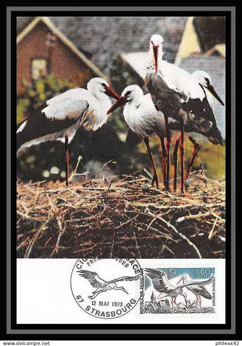 2827/ Carte Maximum (card) France N°1755 Cigogne Stork. D'Alsace Oiseaux (birds) Edition Parison Fdc 1973 Premier Jour - Storchenvögel