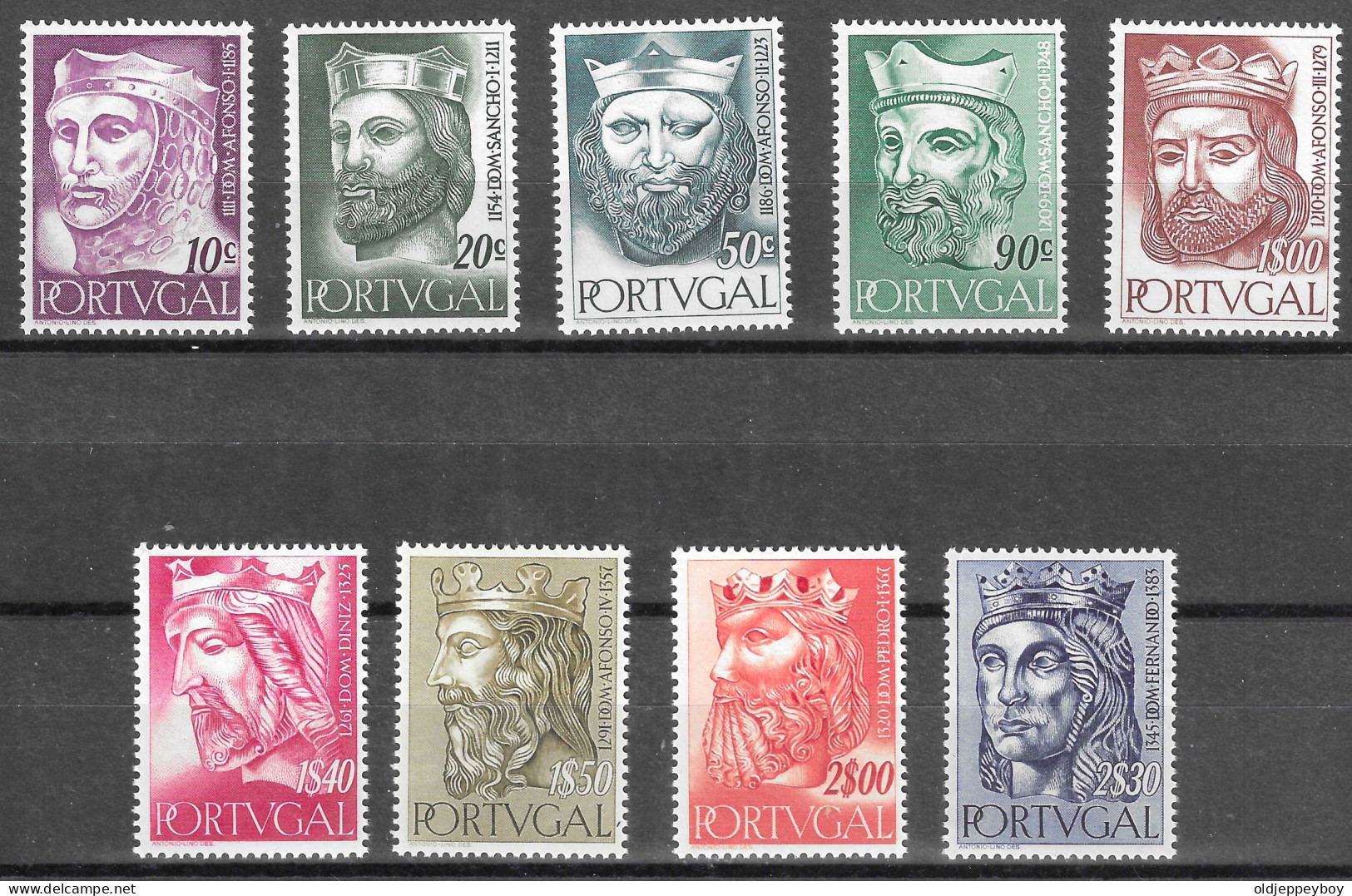 1955 Reis De Portugal AF 806-14 / Sc 804-12 / YT 817-25 / Mi 835-43 Novo / MNH / Neuf / Postfrisch KINGA 1ST DINASTY - Neufs