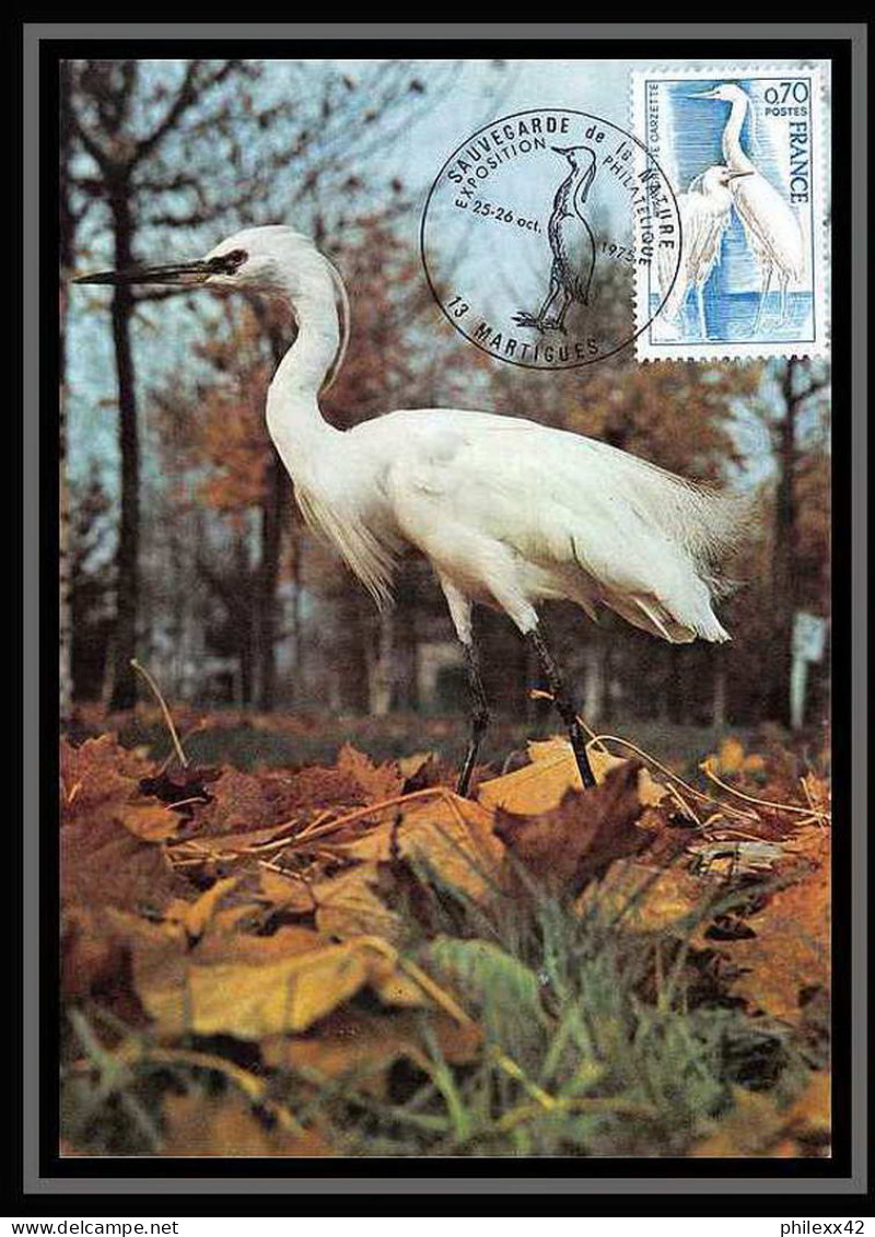 3012/ Carte maximum (card) France N°1820 Aigrette Garzette oiseaux (birds) lot de 3 documents 1975 fdc