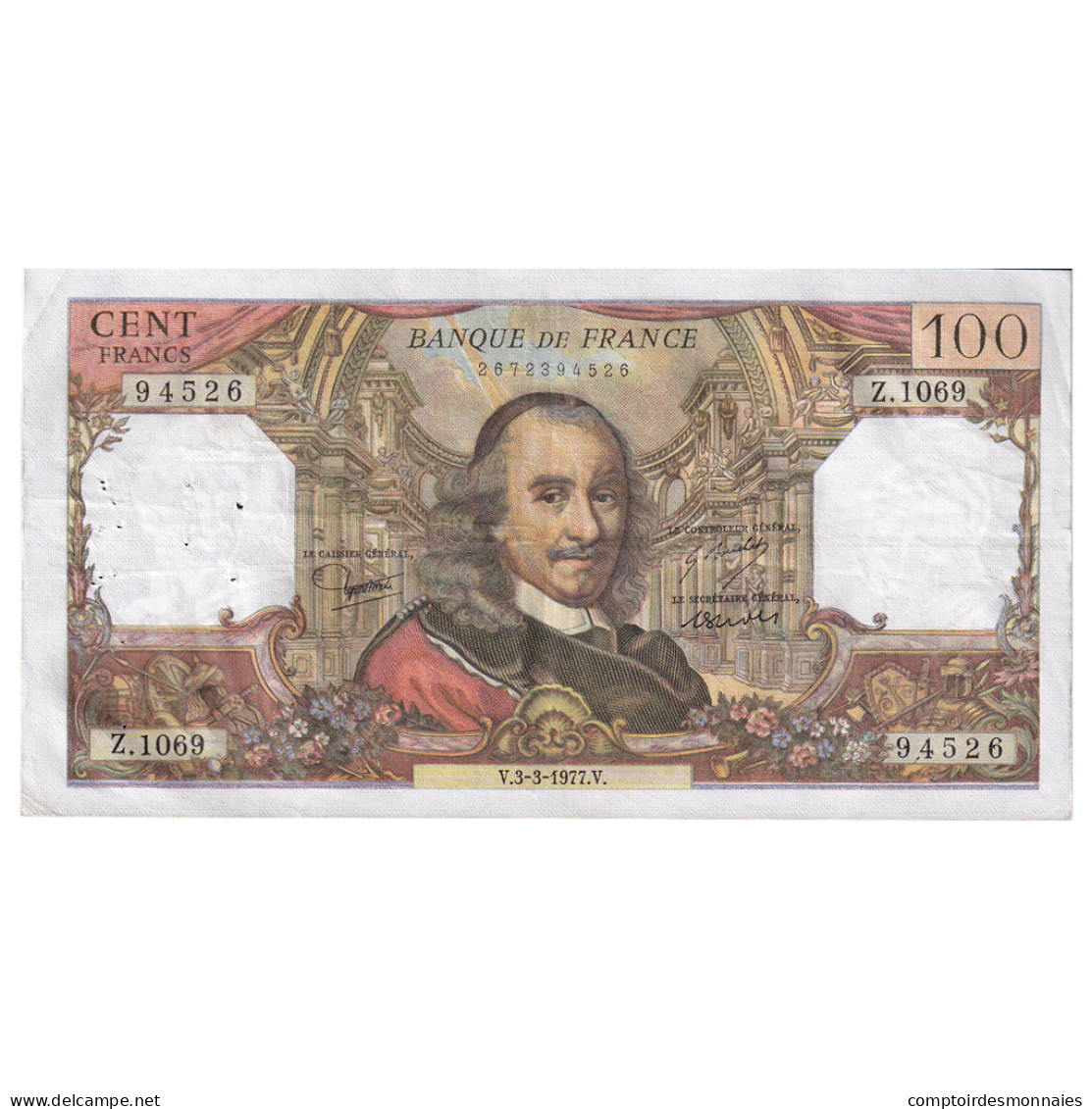 France, 100 Francs, Corneille, 1977, Z.1069, TTB, Fayette:65.57, KM:149f - 100 F 1964-1979 ''Corneille''