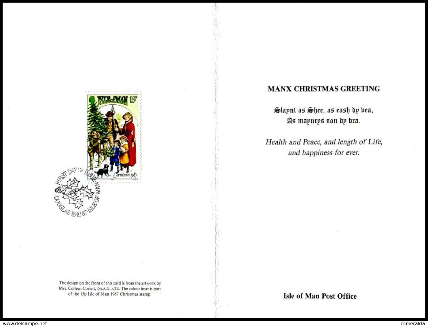 (IOM2)   Yv 349-SG 359 Christmas.Victorian Scenes 1987 Sur CP Illustrée Double,oblit. 1er Jour - Man (Ile De)