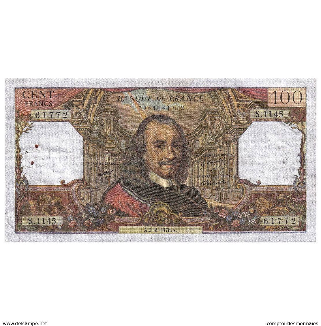 France, 100 Francs, Corneille, 1978, S.1145, TTB, Fayette:65.61, KM:149f - 100 F 1964-1979 ''Corneille''