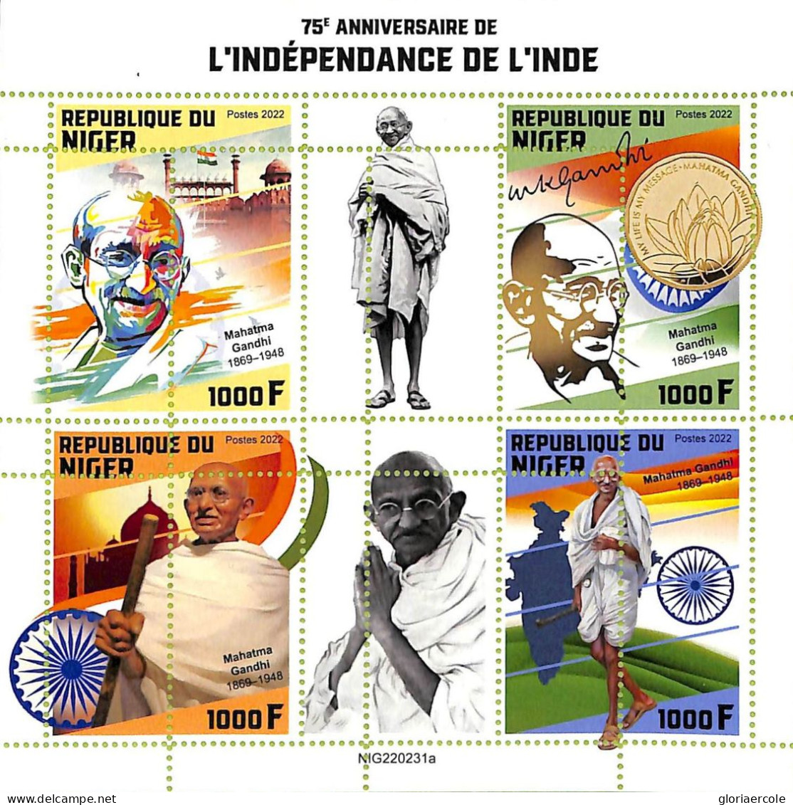 A9192 - NIGER - ERROR MISPERF Stamp Sheet -  2022 - Mahatma Gandhi - Mahatma Gandhi