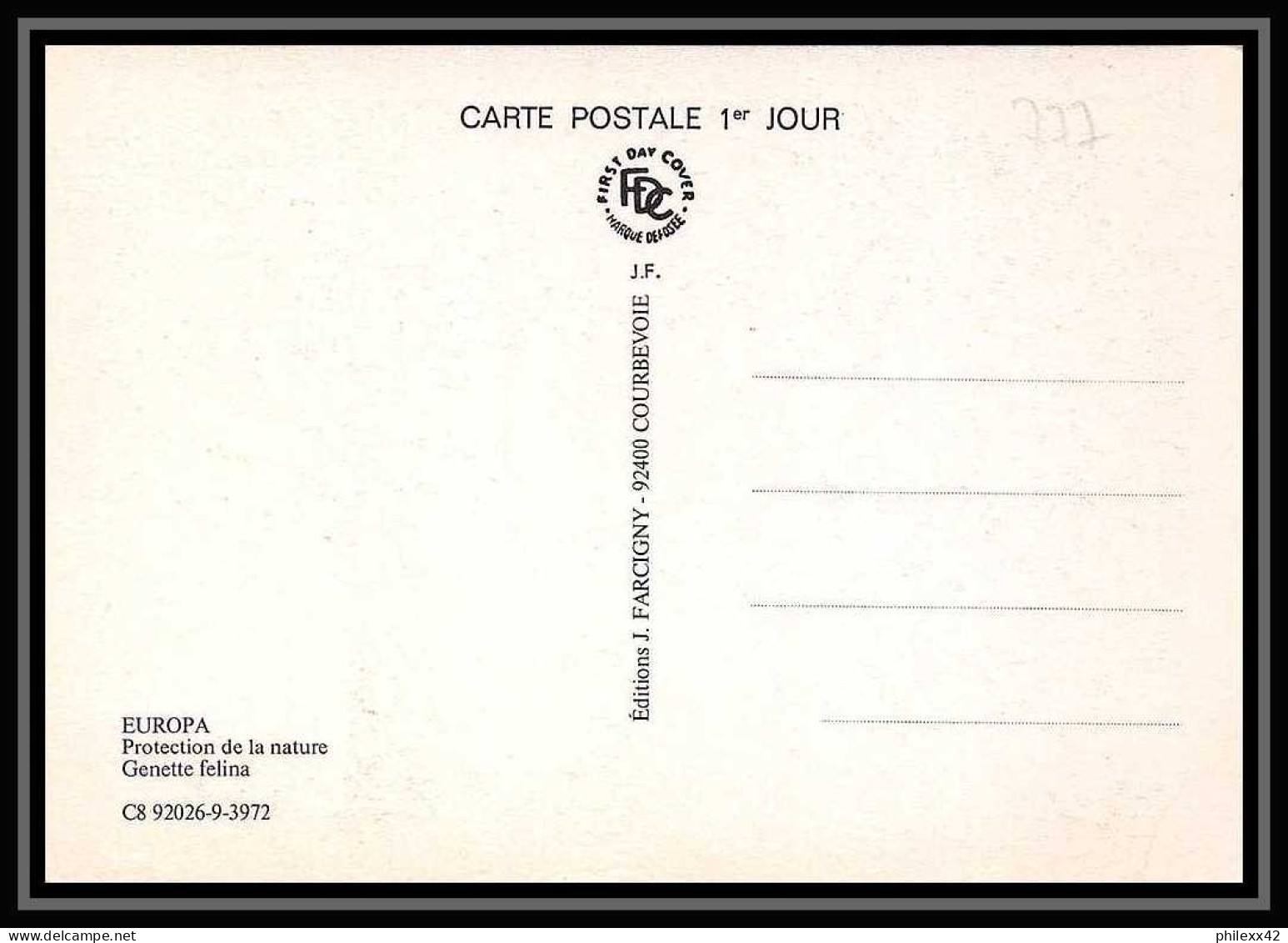 4185/ Carte Maximum (card) France N°2416 Europa 1986 Faune Animals Genette Paris édition Farcigny Fdc 1986  - Rongeurs
