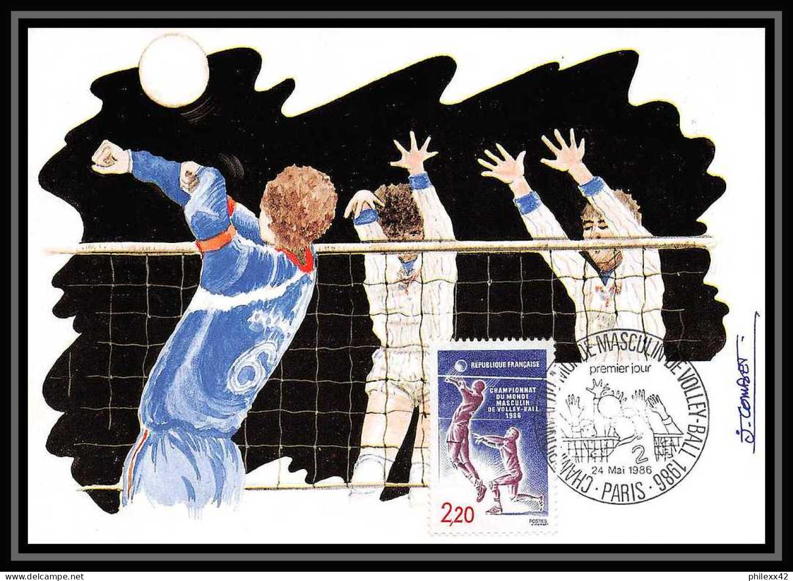 4195/ Carte Maximum (card) France N°2420 Championnat Du Monde Masculin De Volley-ball édition Cef Fdc 1986  - Volleybal