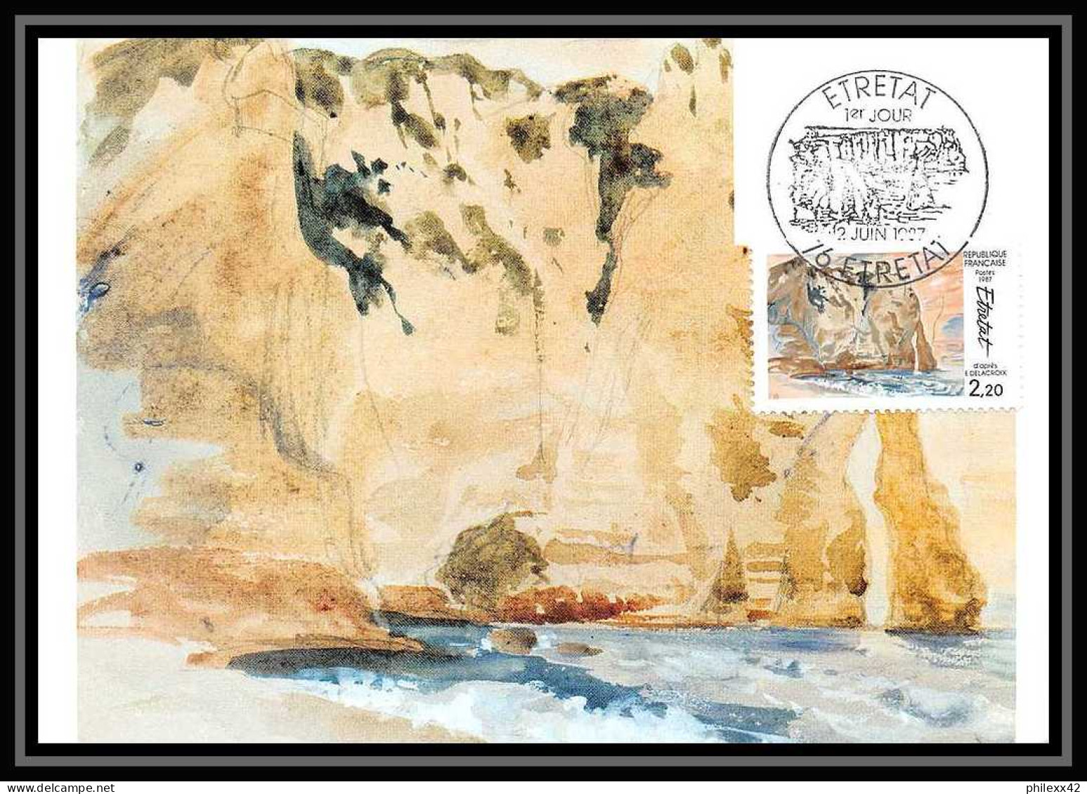 4241/ Carte Maximum France N°2463 Etretat D'après Delacroix édition Cef Fdc 1987  - Impressionisme