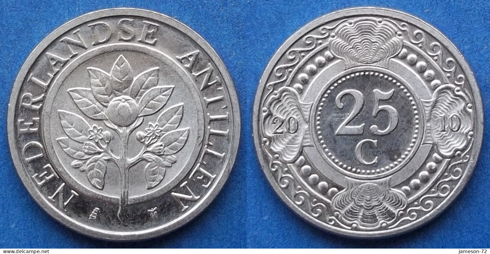 NETHERLANDS ANTILLES- 25 Cents 2010 "Orange Blossom" KM# 35 Beatrix (1980-2013) - Edelweiss Coins - Antille