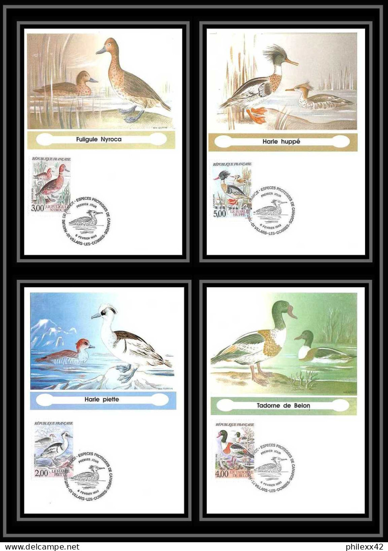 4697/ Carte Maximum France N°2785/2788 Oiseaux (birds) De France Harle Piette/Fuligule Nyroca/Tadorne/Harle Huppé 1992 - Collections, Lots & Series