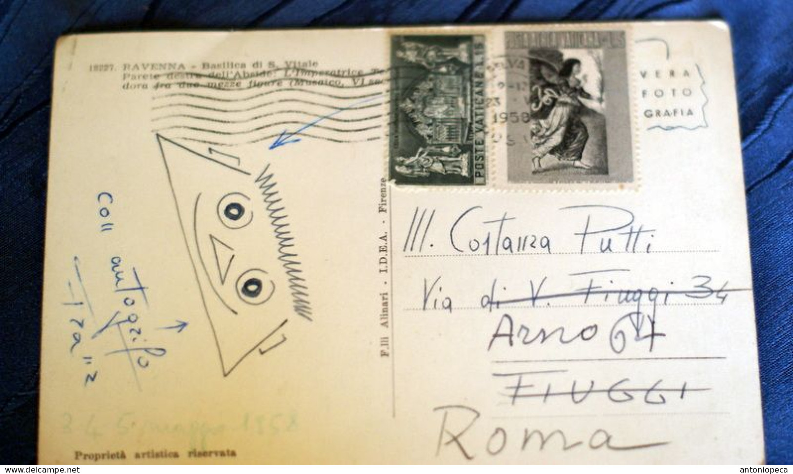 VATICANO 1958, POSTA AEREA LIRE 5, E MAGNA MATER AUSTRIA LIRE 15 SU CARTOLINA VIAGGIATA - Storia Postale