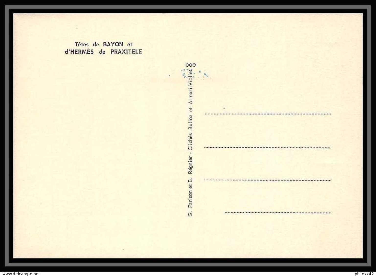 5354/ Carte Maximum (card) France Service N°26 Unesco Bouddha Mermès Et Praxitèle Fdc Edition Parison 1961 - Storia Postale