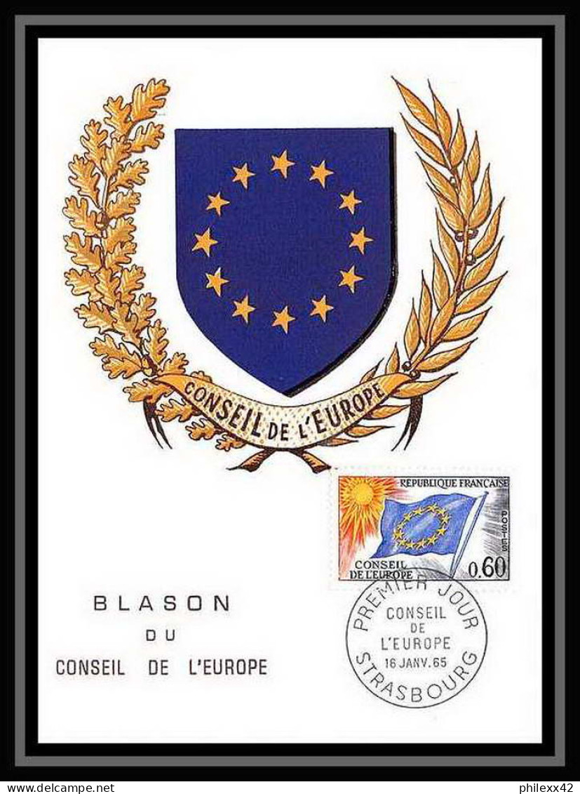 5363/ Carte Maximum (card) France Service N°34 Blason Du  Conseil De L'Europe Drapeau Flag Fdc Edition Parison 1965 - Storia Postale