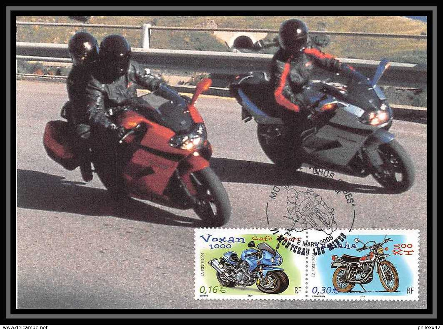 5335/ Carte maximum card France N°3508/3517 motos moto complet édition sans nom fdc 2003 montceau les mines