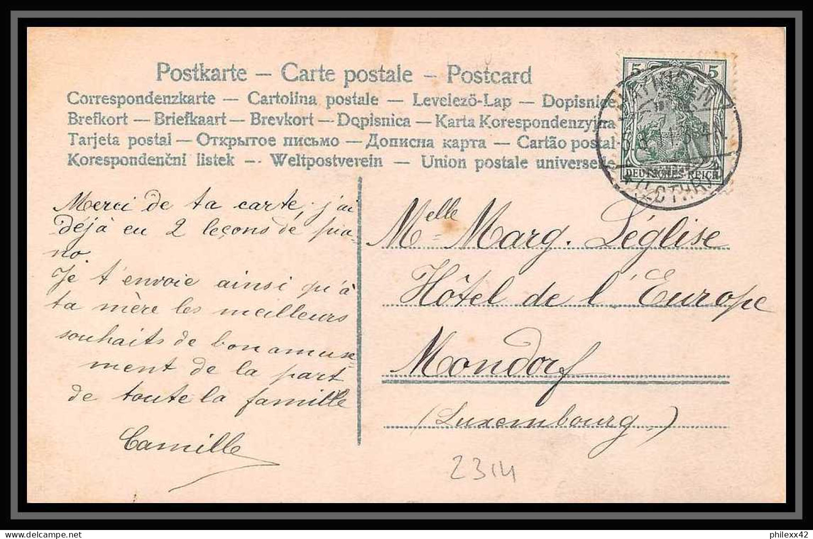 5601/ Carte Postale Photo Allemagne Germany Napoleon 1915 Pour Mondorf Luxembourg - Napoléon