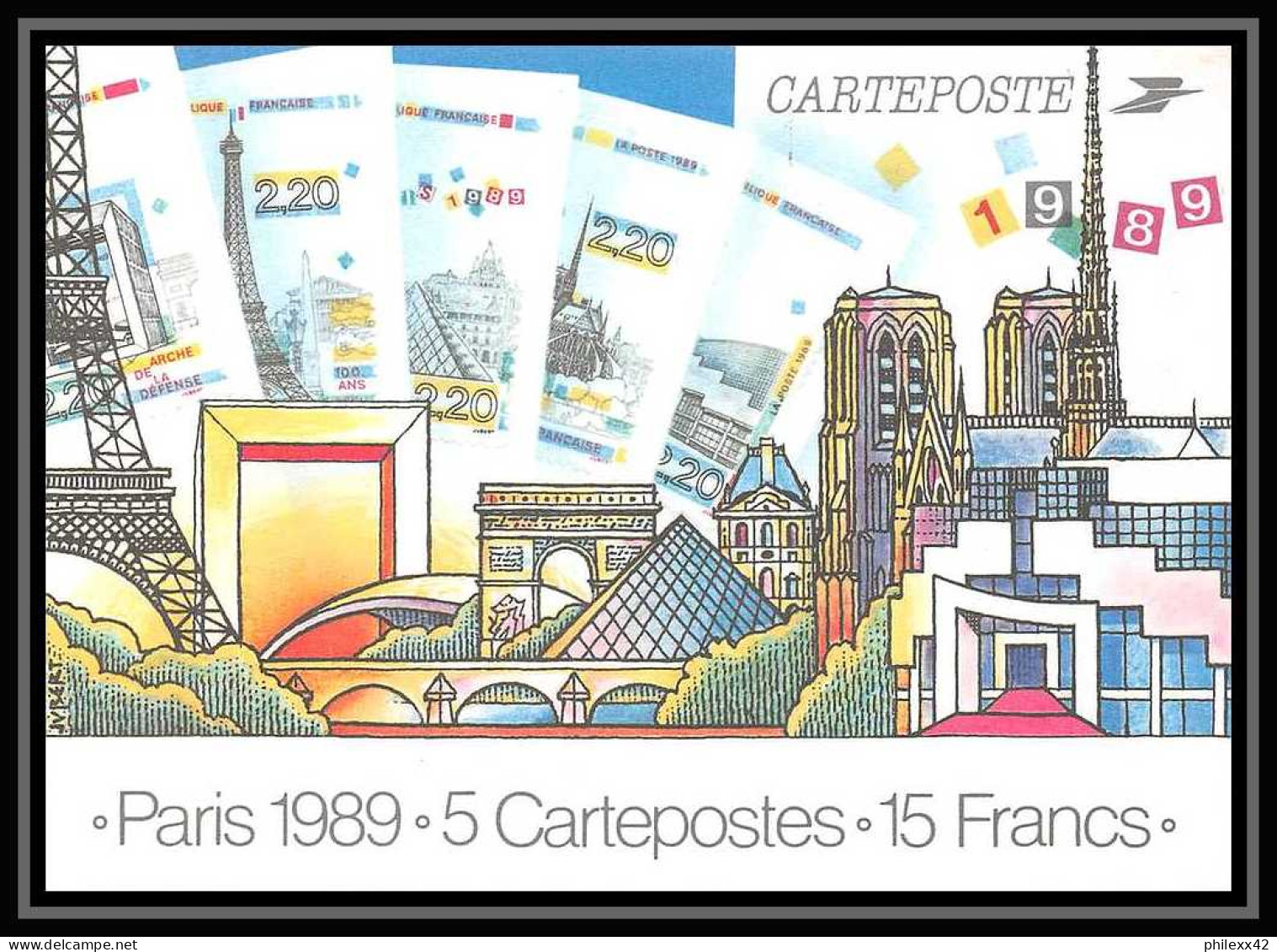 5689/ Bicentenaire De La Révolution France N°2383 A Bande Tour Eiffel Tower Cad Liberté égalité Fraternité - French Revolution