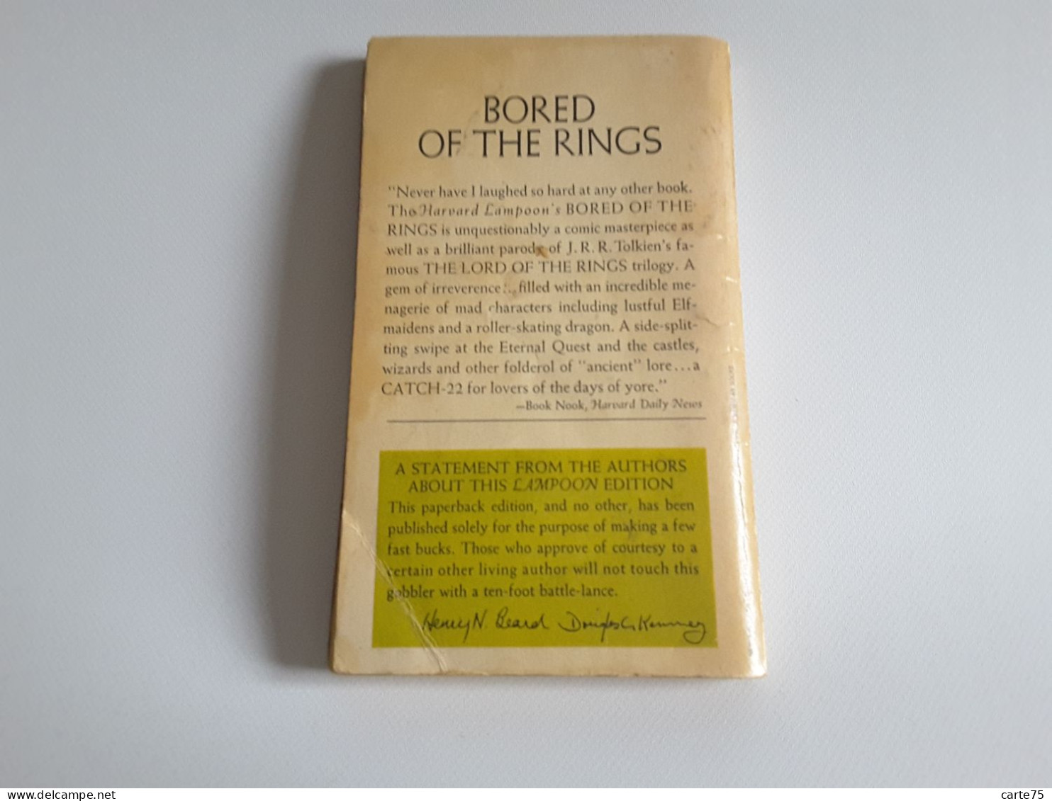 1969 First Printing Of Bored Of The Rings A Parody Of J.R.R. Tolkien's Lord Of The Rings By Harvard Lampoon Parodie LOTR - Humour