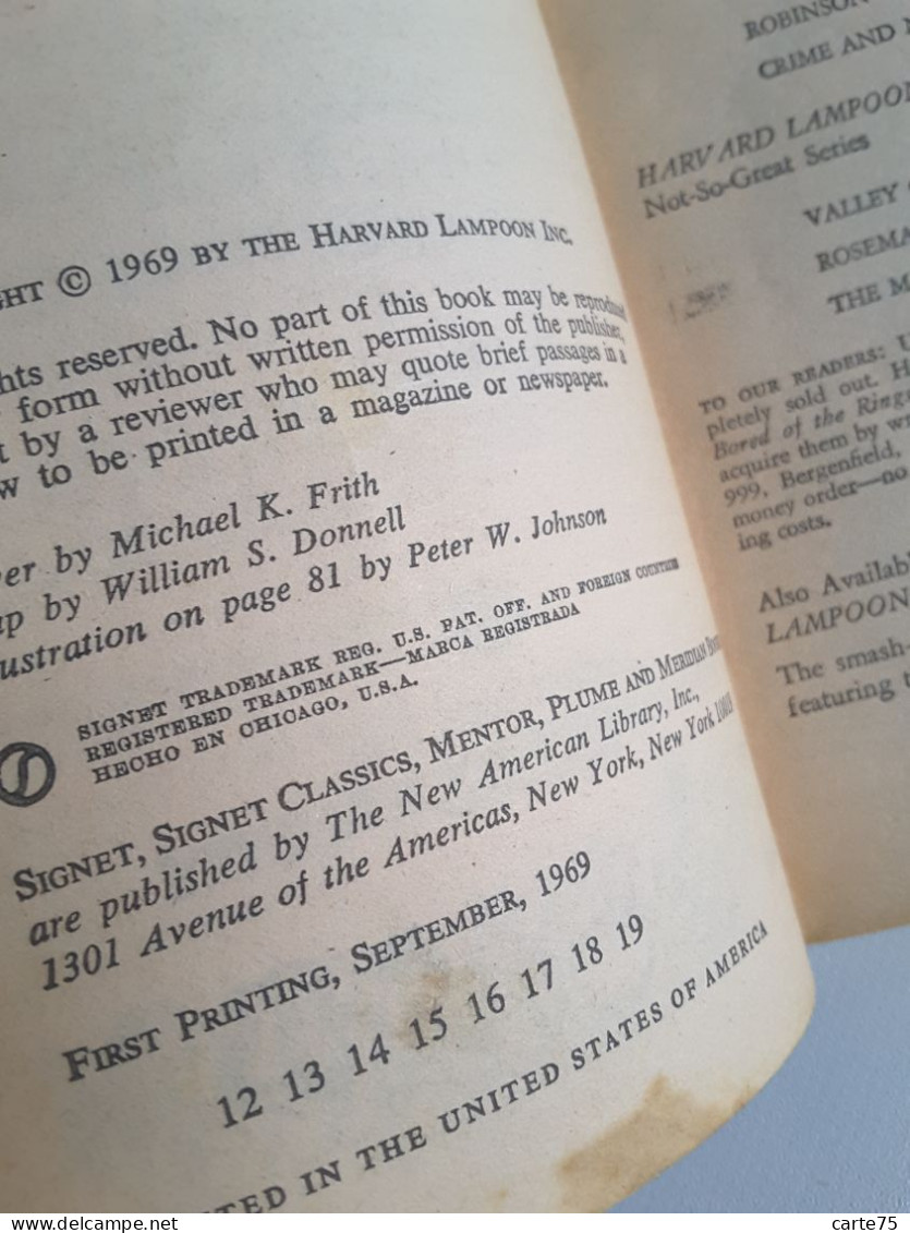 1969 First Printing Of Bored Of The Rings A Parody Of J.R.R. Tolkien's Lord Of The Rings By Harvard Lampoon Parodie LOTR - Humor