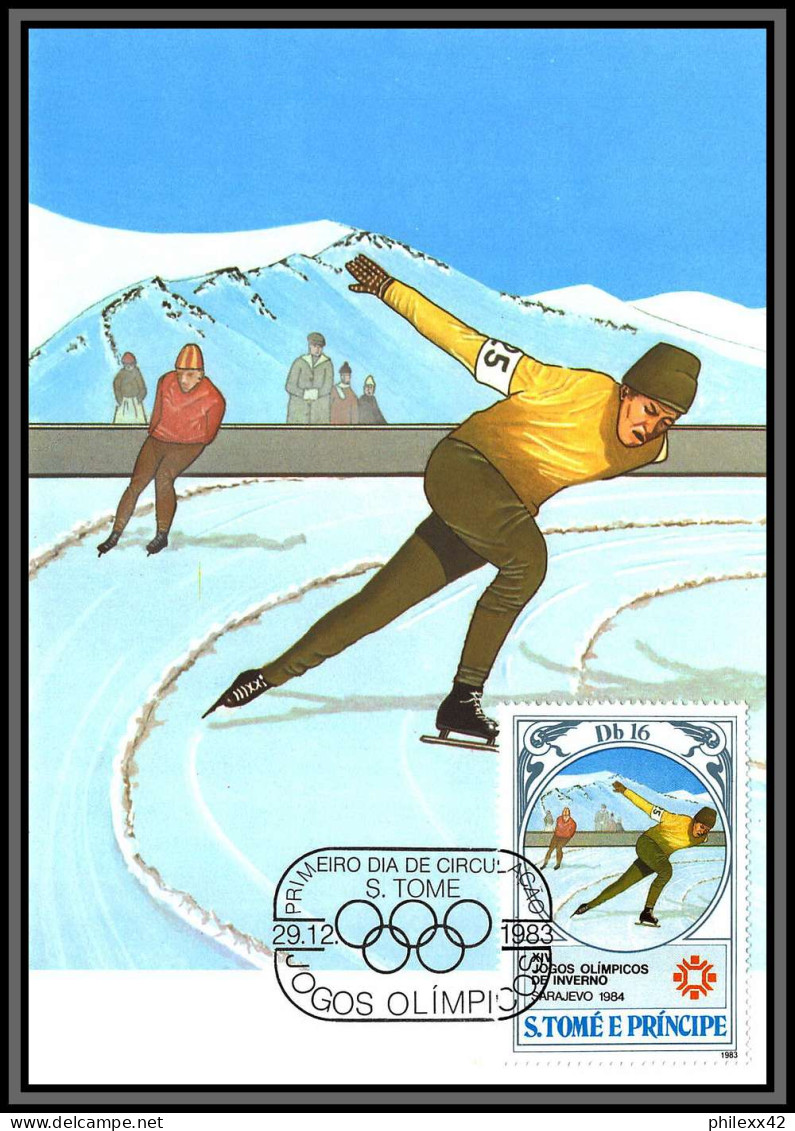 5850 Carte maximum card s tome e principe mi N°869/876 jeux olympiques olympic games los angeles sarajevo 1984 1983 fdc