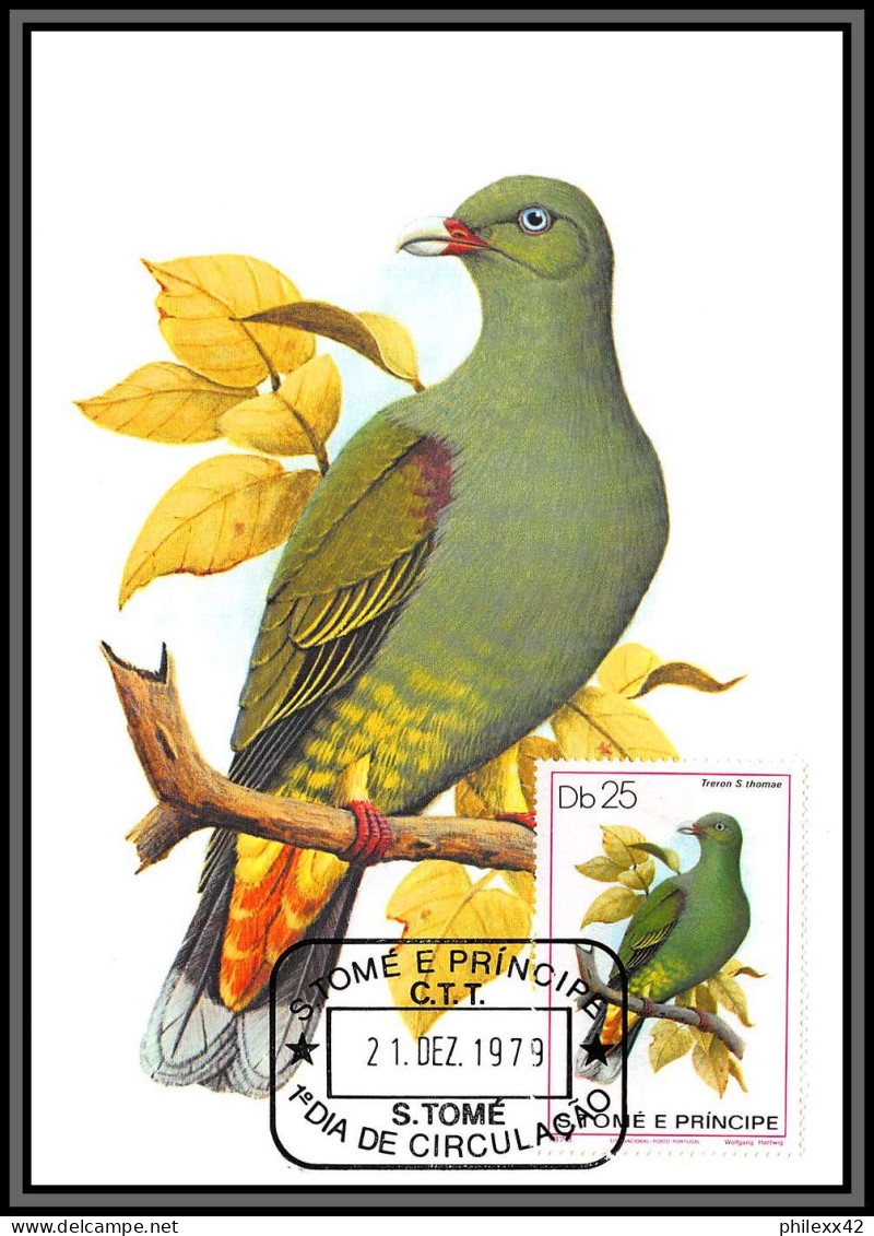 5856 Carte maximum (card) s tome e principe mi N°604/609 + bf 610 oiseaux (birds) 1979  kingfisher Martin-pêcheur fdc