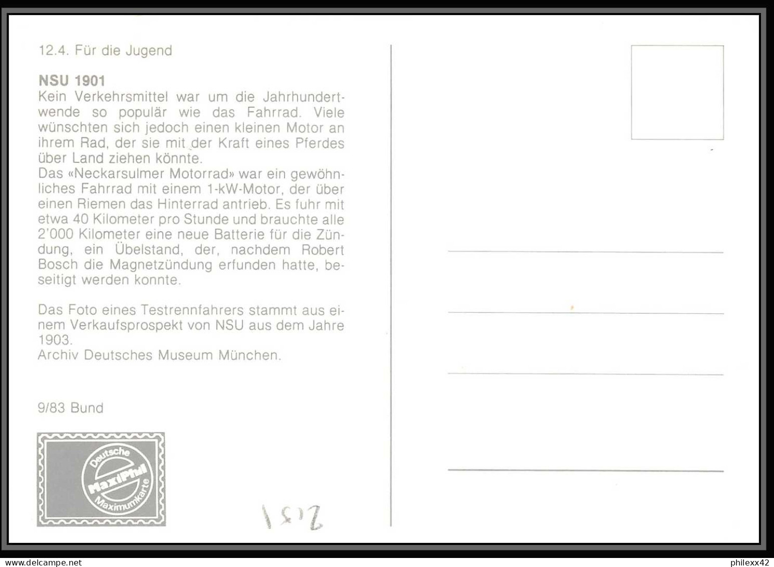 Allemagne (germany) - Carte maximum (card) 2151 moto  bonn 1993 fur die jugend lot 4 cartes