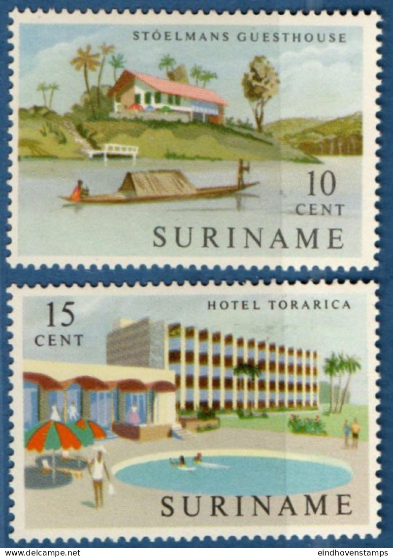 Suriname 1962 Hotels 2 Val MNH River, Boat, Swimming Pool - Hotels- Horeca