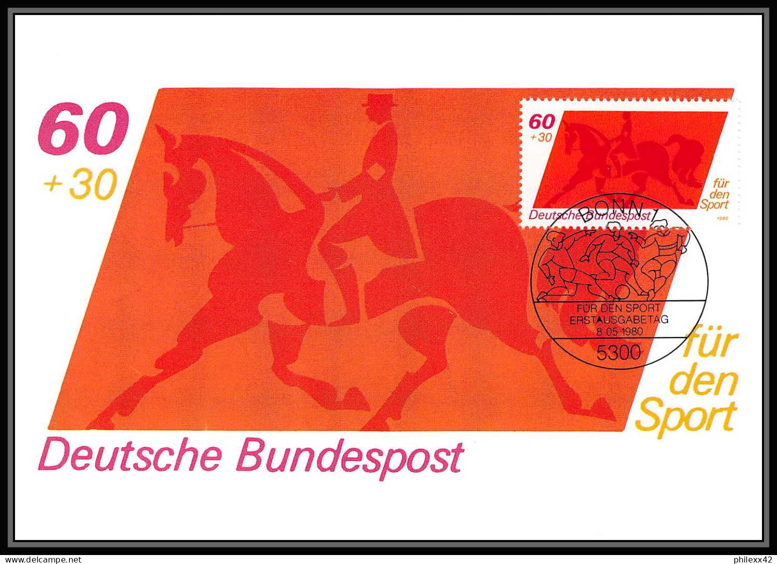 Allemagne (germany) - Carte Maximum (card) 3595 Fur Den Sport 1980 Bonn Football Soccer Equitation Jumping - Sonstige & Ohne Zuordnung