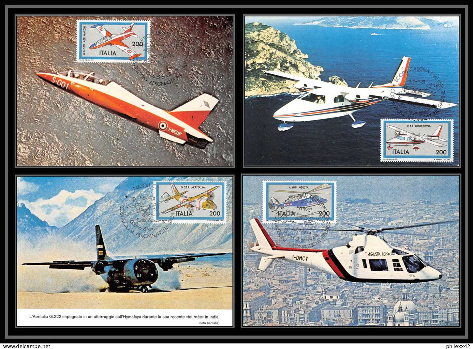 Italie (italy) - Carte Maximum (card) 1994 - Helicoptères Avions Plane Airplanes 1981 - Maximum Cards