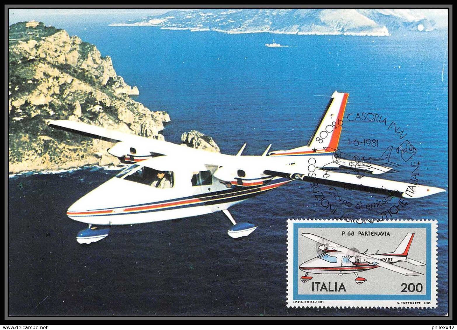 Italie (italy) - Carte Maximum (card) 1994 - Helicoptères Avions Plane Airplanes 1981 - Maximum Cards
