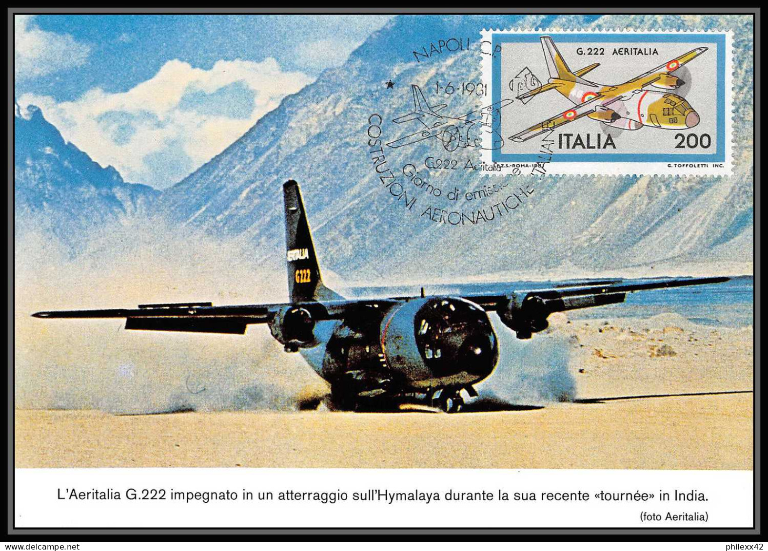 Italie (italy) - Carte maximum (card) 1994 - helicoptères avions plane airplanes 1981