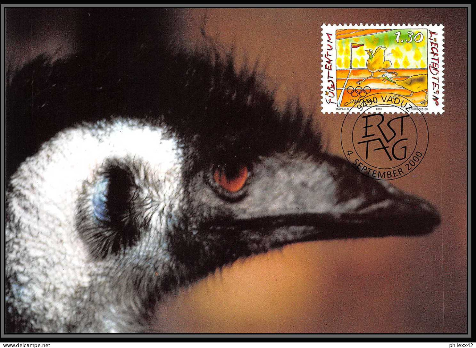 Liechtenstein - Carte Maximum (card) 2062 - 1182/1185 Jeux Olympiques Olympic Games SYDNEY 2000 Koala Kangouroo Animals - Sommer 2000: Sydney