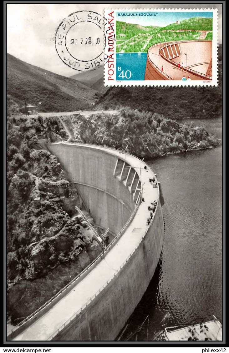 Roumanie (Romania) Carte Maximum (card) 1688 - N° 3089 Centrales Hydroélectriques BARRAGE NEGOVANU 1978 Barajul Dam - Electricity
