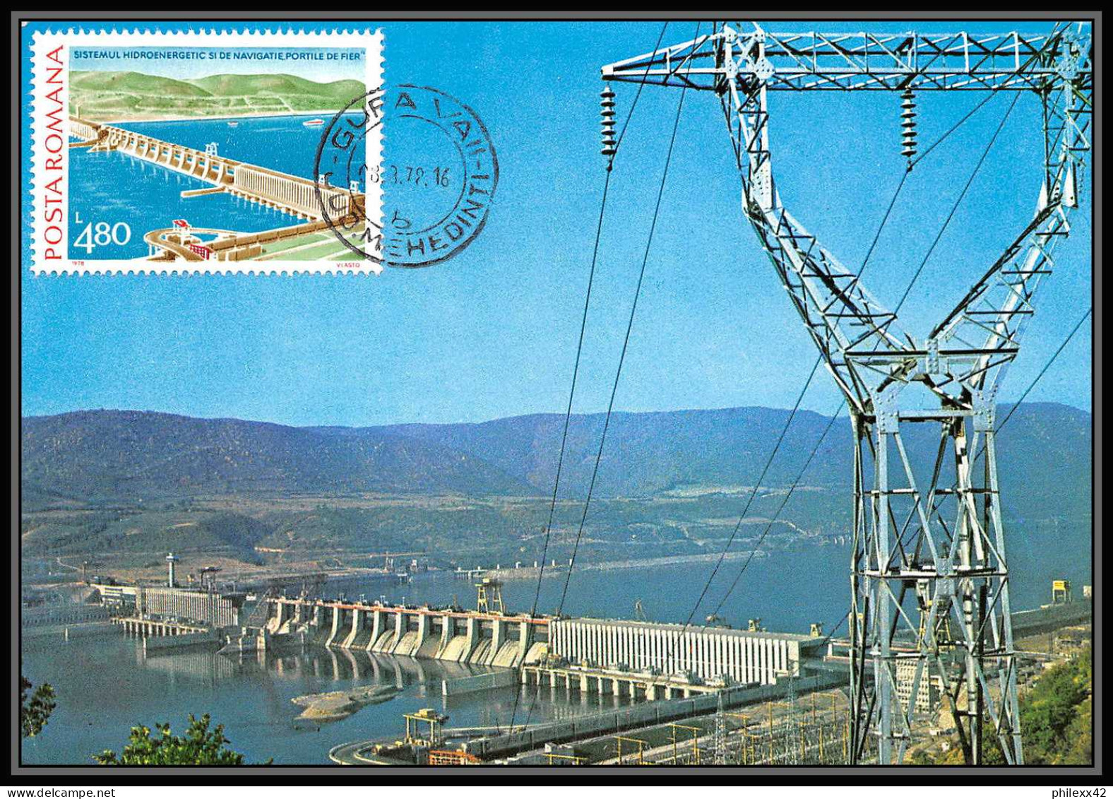 Roumanie (Romania) Carte Maximum Entier 1689 - N° 3093 Centrales Hydroélectriques BARRAGE Portile De Fier 1978 Dam - Electricité