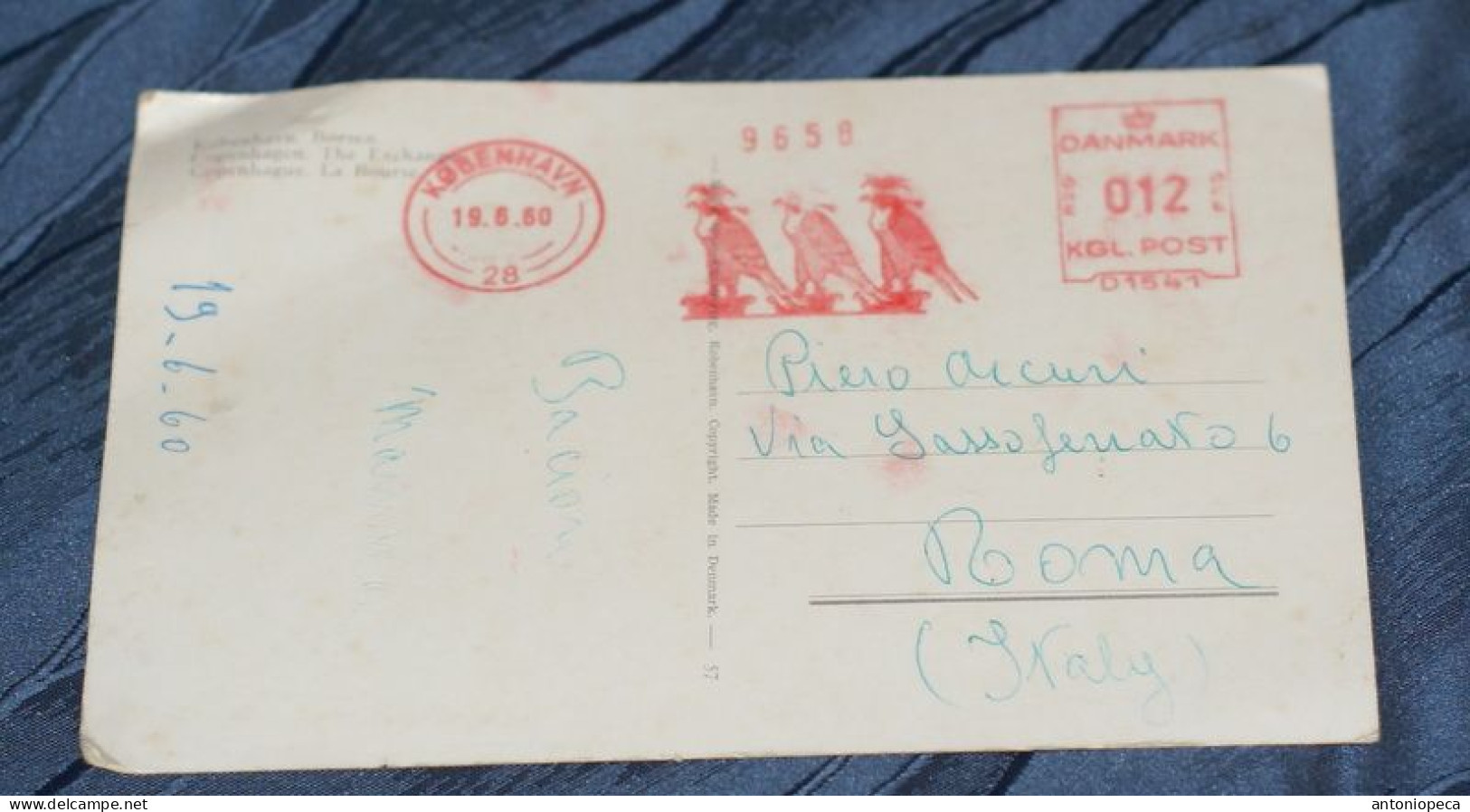 DANIMARCA 1960 INTERESTING RED STAMP ON POSTCARD - Lettres & Documents