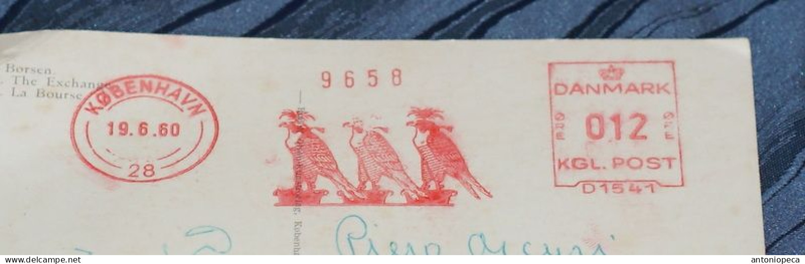 DANIMARCA 1960 INTERESTING RED STAMP ON POSTCARD - Covers & Documents